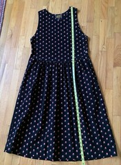 Vintage 1980s Eddie Bauer Black Corduroy Floral Print Cottagecore Jumper Dress L