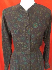 Calvin Klein vintage 80s silk shirt dress burgundy paisley size 6p