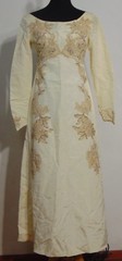 Fink Vintage 1950’s Beaded Lace Long Button Sleeve Gown Needs TLC 28 in Waist