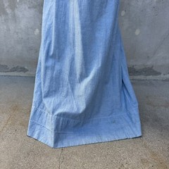Antique Edwardian Blue Chambray Cotton Dress Workwear Prairie Maxi Vintage