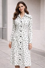 VTG Mod Pauline Trigere Lord & Taylor Black & White Silk Lined Swing Coat 10