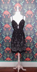 Vintage Y2K Black Sequin Embellished Fit Flare Mini Party Homecoming Dress