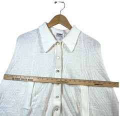 Vintage 60s Wintuk Knit Poncho Cape Shawl Sweater Button Fringe Trim Cream