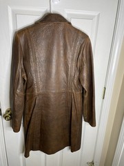 R&D Brand Y2K Vintage Women’s Brown Leather Trench Coat Size Large