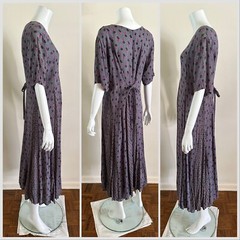 1990s Indian Block Print Rayon Gauze Tie Back Dress Grunge Floral Punk M 90s VTG