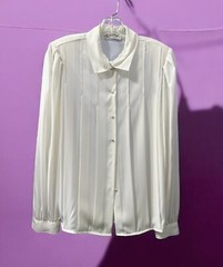 Vintage 80’s pleated front tuxedo style blouse by Alexandria