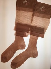 PIN UP Diamond Nylon Flat Knit RHT Stockings 10 1/2 X33 6 PAIRS CINNAMON Vintage