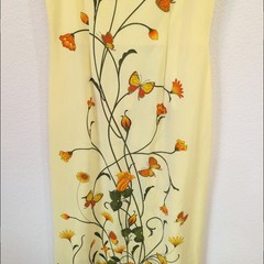 Vintage Alfred Shaheen Yellow Floral Butterfly Maxi Dress 50s 70s Hawaii 12