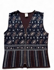 Vintage French Kasha de Rodier Brown Wool Vest Womens Size M Grandpa Western