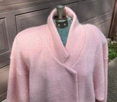 NWT IB Diffusion LG long cardigan duster coat pink wool mohair blend VTG