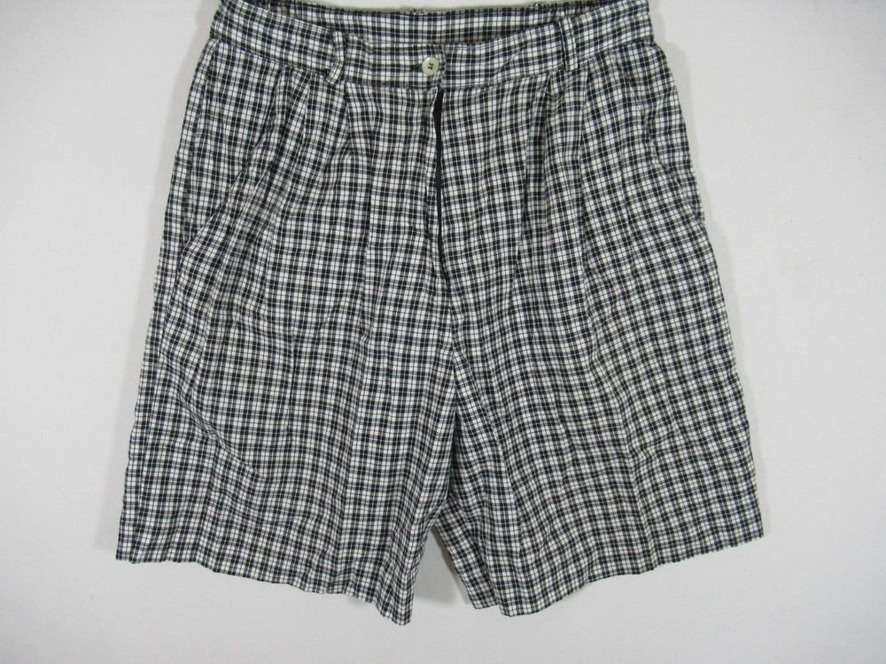 Vintage 90s Jantzen Pleated High Rise Mom Shorts Women 10 Plaid 80s
