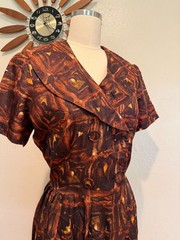 1960s Mad Men Brown Cocktail Shirtdress Volup