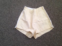 Vtg 60s PIN UP Rockabilly High Rise Yellow Stripe Applique Trim SHORT Shorts XXS