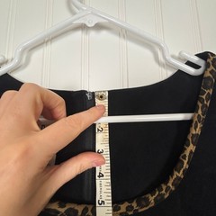 Vintage 90s Faux Suede Sheath Dress Leopard Trim Black Minimalist size 16 Plus