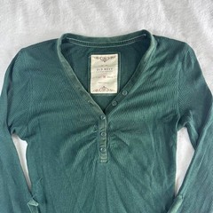 Old Navy green henley babydoll long sleeve top Y2K vintage mcbling
