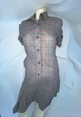 VTG 60S 70S WOMENS SMALL STRIPED UNIFORM BUTTON FRONT ROCKABILLY SCOOTER DRESS