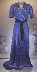 Vintage 1930s Purple Satin Embroidered Robe Hostess Gown Antique‑Level