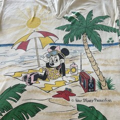 VTG Sunday Comics Disney Minnie Mouse Beach T-Shirt Tunic OSFA 80s Korea AOP