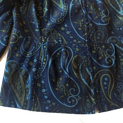 Vtg Notations Womens PM Velvety Soft Lightweight Blue Paisley Zip Up Jacket