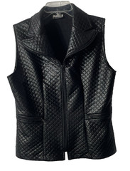 San Julian VTG 90s Women’s Black Quilted Polyester Lightweight Moto Vest Zip SM