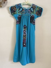 1970s San Antonino Oaxacan Huipil Dress Cotton Hand Embroidered Mexico S VTG