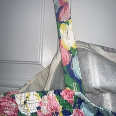 Vintage GaBar Cotton Play Swim Suit Sz 18 Union Label Pretty Tulips Built Bra