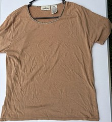 Vintage Worthington Tan and Beige 90s Short Sleeve Top Size Large