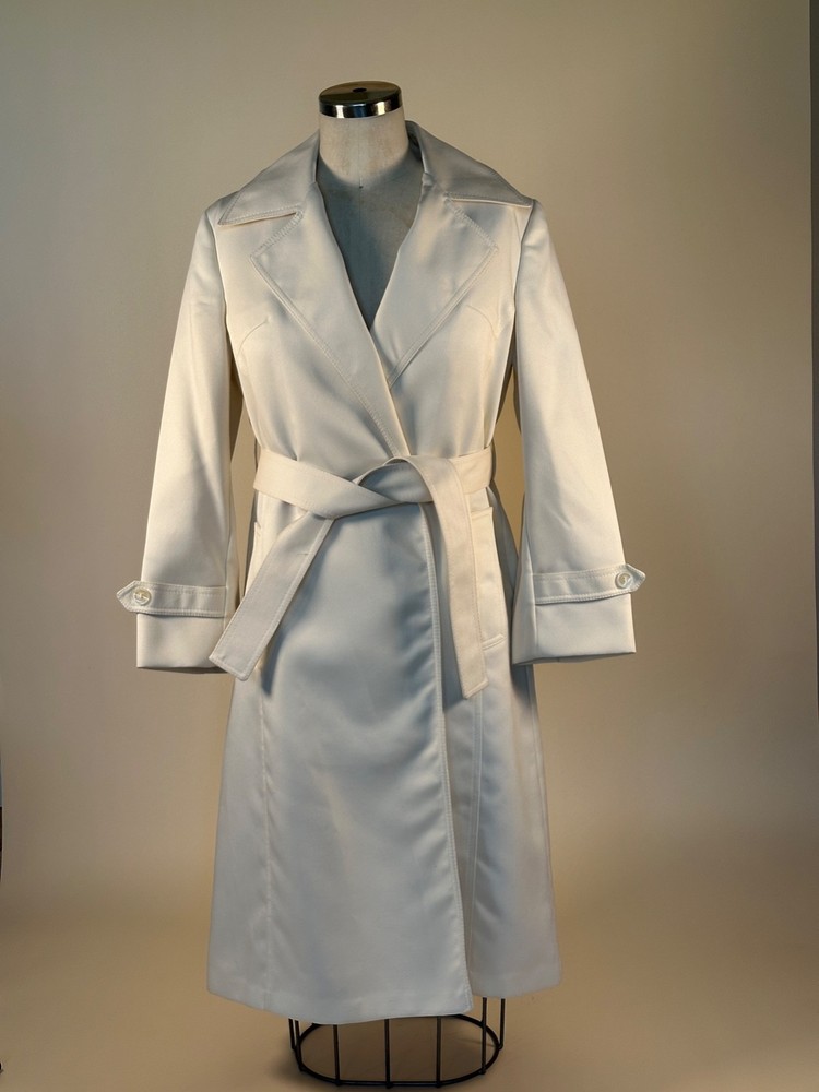Vintage 70s London Fog Maincoats Trench Coat Ivory Belted USA Made 8