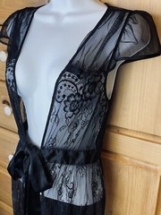 Victoria’s Secret Vintage Romantic Black Lace Robe- Beautiful Boho Lace Top