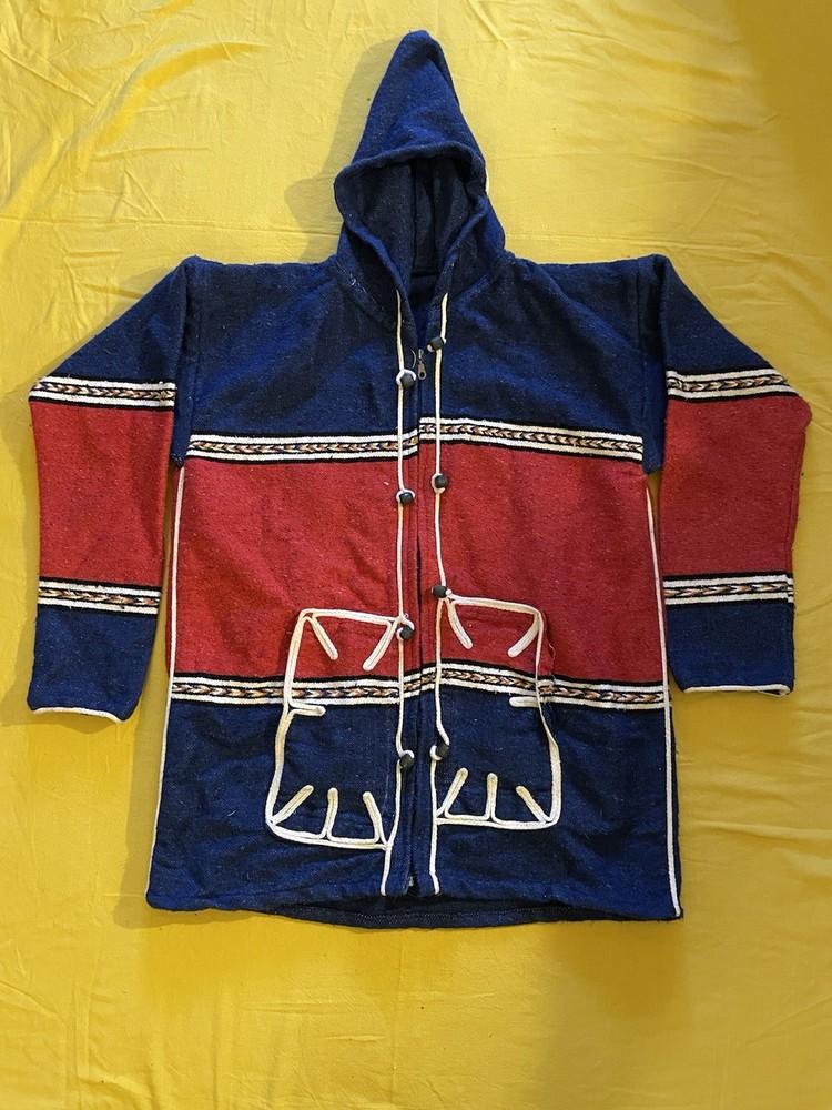 Vtg 80s CENTRAL/SOUTH AMERICAN style modern-traditional woven jacket L/XL Indio