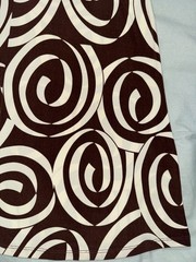 Vintage Brown White 1980’s Mid-Length V-Neck Swirl Abstract Stretch Dress S/M