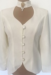Vintage 90s ALYCE DESIGNS Open Back Wedding Suit *Size 12* Ivory Crepe High Neck