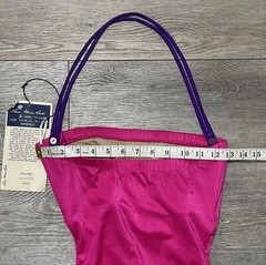 Vtg 80’s NWT Rose Marie Reid Rose Purple Stripe Accent Halter Swimsuit XS/S