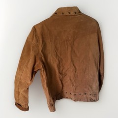 Vintage Y2K Tan Suede Grommet Skirt & Jacket Set In Large By Robert Louis Paris