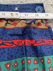 Chaus Pleated Floral Midi Skirt 22W Gold Red Pockets Cottagecore Boho Classic