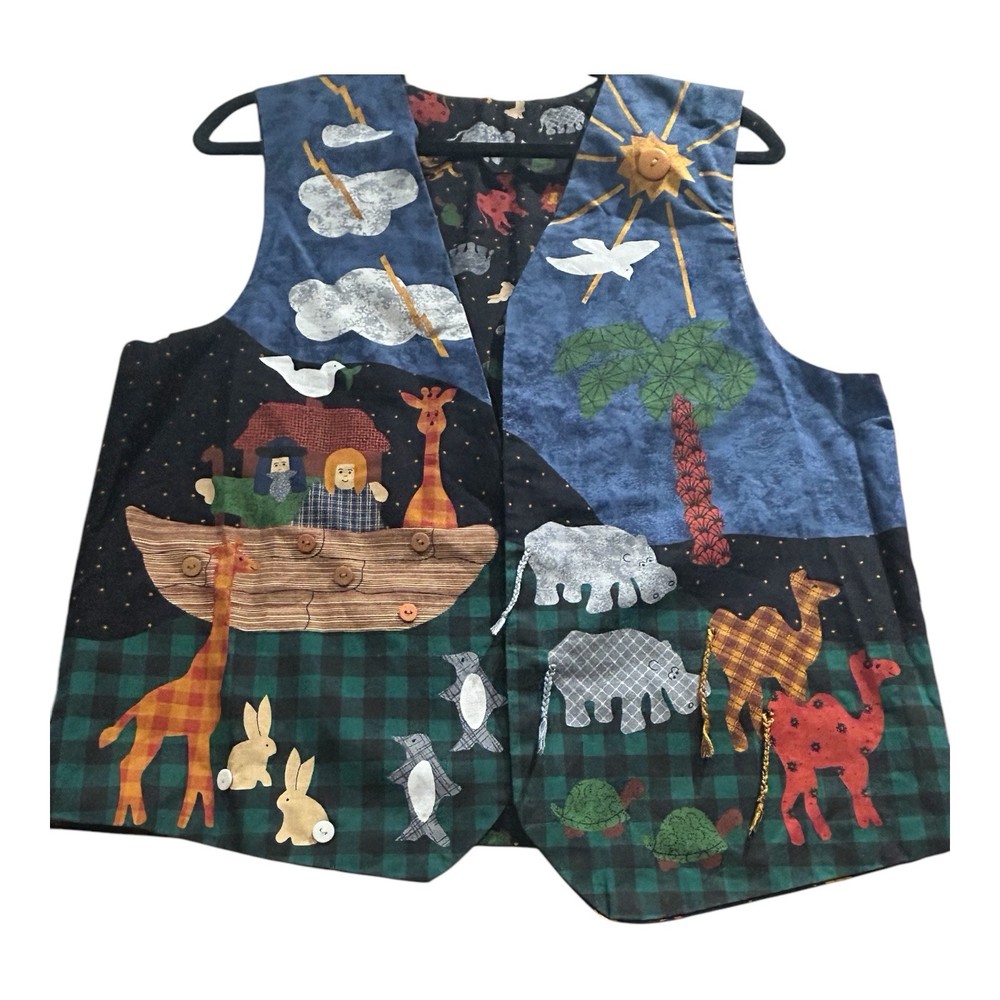 Vtg Womens Vest Noah’s Ark Handmade Christian Sunday School Teacher Bible Religi