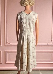 VTG 1953 Prentiss Lane Dress 50s Novelty Coin Print Sleeveless Cotton Rare L 32w