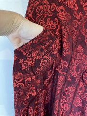 Vintage 1980s NUANCE Red Floral Jacquard Draped Pockets Dress – Size Small