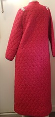 Vintage Red Calico Flannel Long Granny Prairie Quilted Robe Lounge Maxi M/42