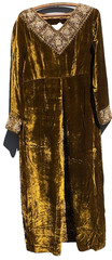 Vtg 90s Amber Mustard Micro Velvet Zari Embroidered Dress Kurta