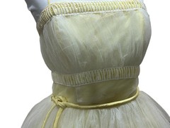 Vtg 50s Sz S Prom Dress Cupcake Yellow Satin 2 Layers White Net Tulle Dance Time