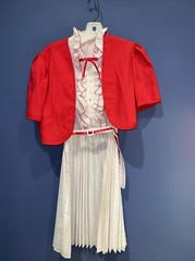 Med Tea Vintage Dress Shirley Temple Red White Polka 1950’s Missing Tag cottage
