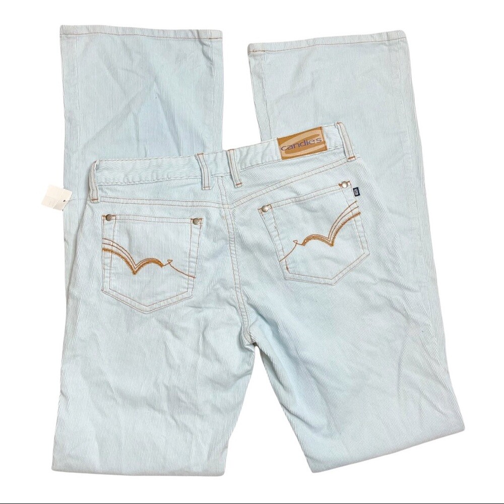 Vintage Y2K NWT Deadstock Candies Light Blue Flare Leg Corduroy Pants