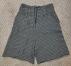 Vintage 1960s Woven Houndstooth High Waist Shorts 60s Belt Loops Mod Retro XS/S