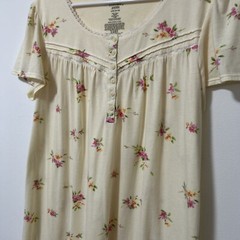 Simply Basic Nightgown Size Large Prairie Granny Pale Yellow Feminine Ruffle