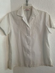 Vintage Daffodil Blouse Women’s Large hand embroidered floral classic white
