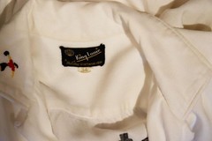Vintage 1950’s White Rayon Gabardine Embroidered Bowling Blouse Size M Exc Cond