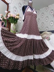 Vintage Gunne Sax Halter Dress Rare Brown Oak Acorn Print Boho Prairie Sundress