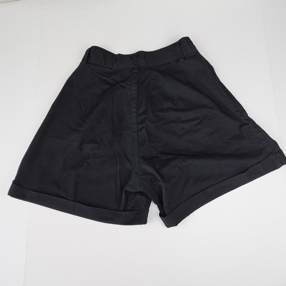 Copper Key Vintage Black High Waisted Pleated Cuffed Shorts Junior 9 Cotton