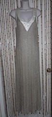Vtg 60s Designer CAULDERON metallic 70s Disco Maxi Silk Lurex Gold Sheath Dress